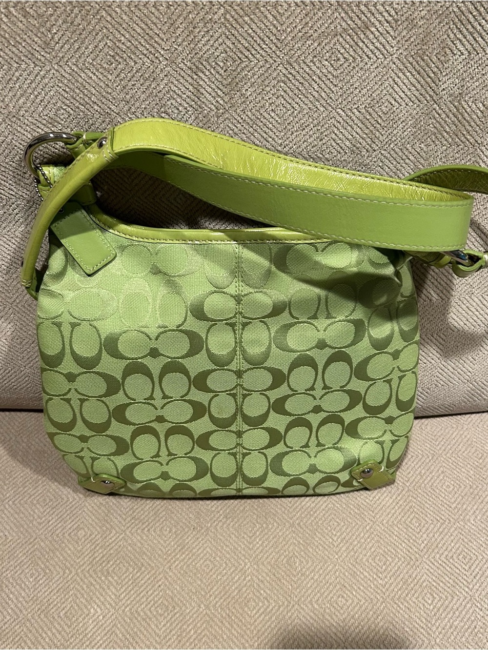 Coach vintage y2k lime green Penelope signature canvas, leather hobo F14689 - Picture 2 of 11
